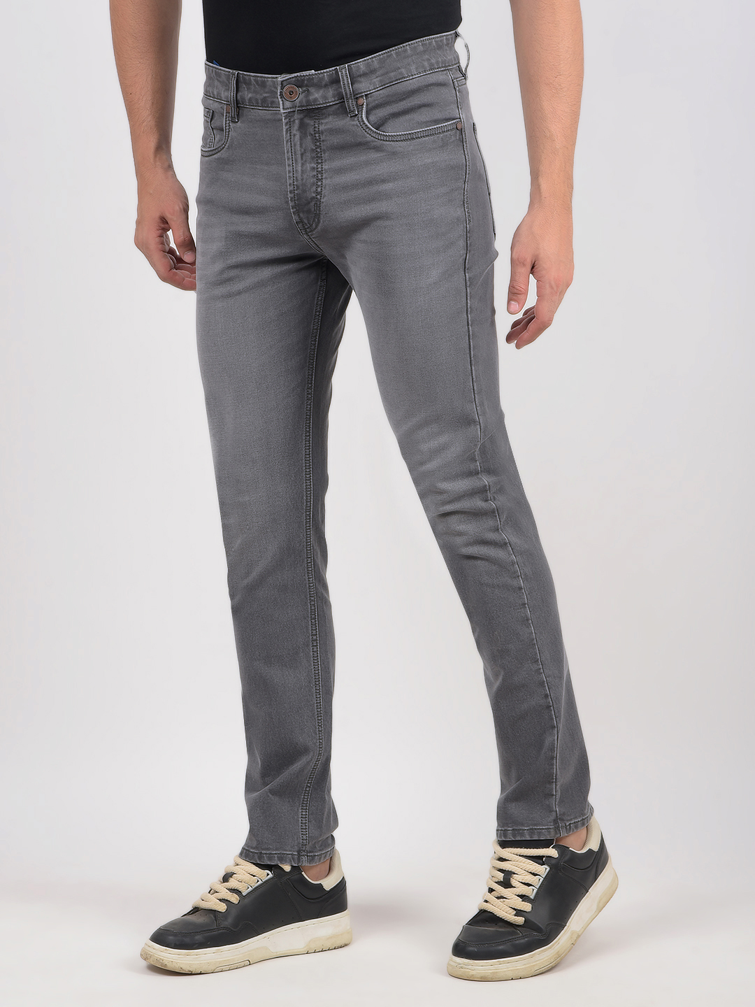 Numero Uno Men Solid Grey Jeans